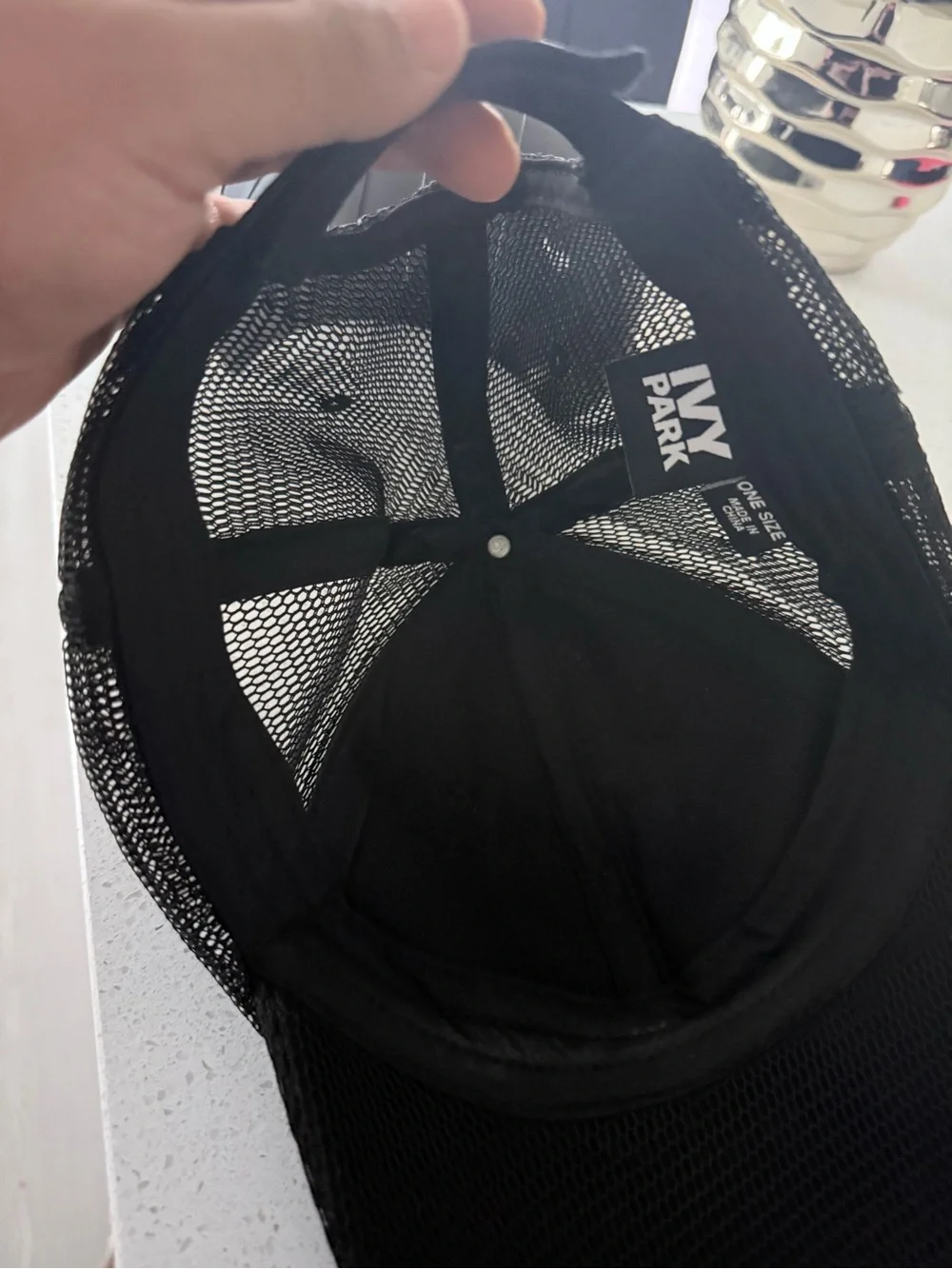 IVY PARK Black Mesh Trucker Cap with Logo Strap